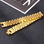 Gold Color Stainless Steel Man Bracelet for Women 15MM Wide Length Adjustable Chain Bracelets Men's Mannen Armband