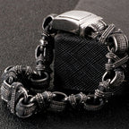 Vintage Solid Stainless Steel Bracelet For Man Masculine 15MM Chain Men's Bracelets Hand Jewelry Resell