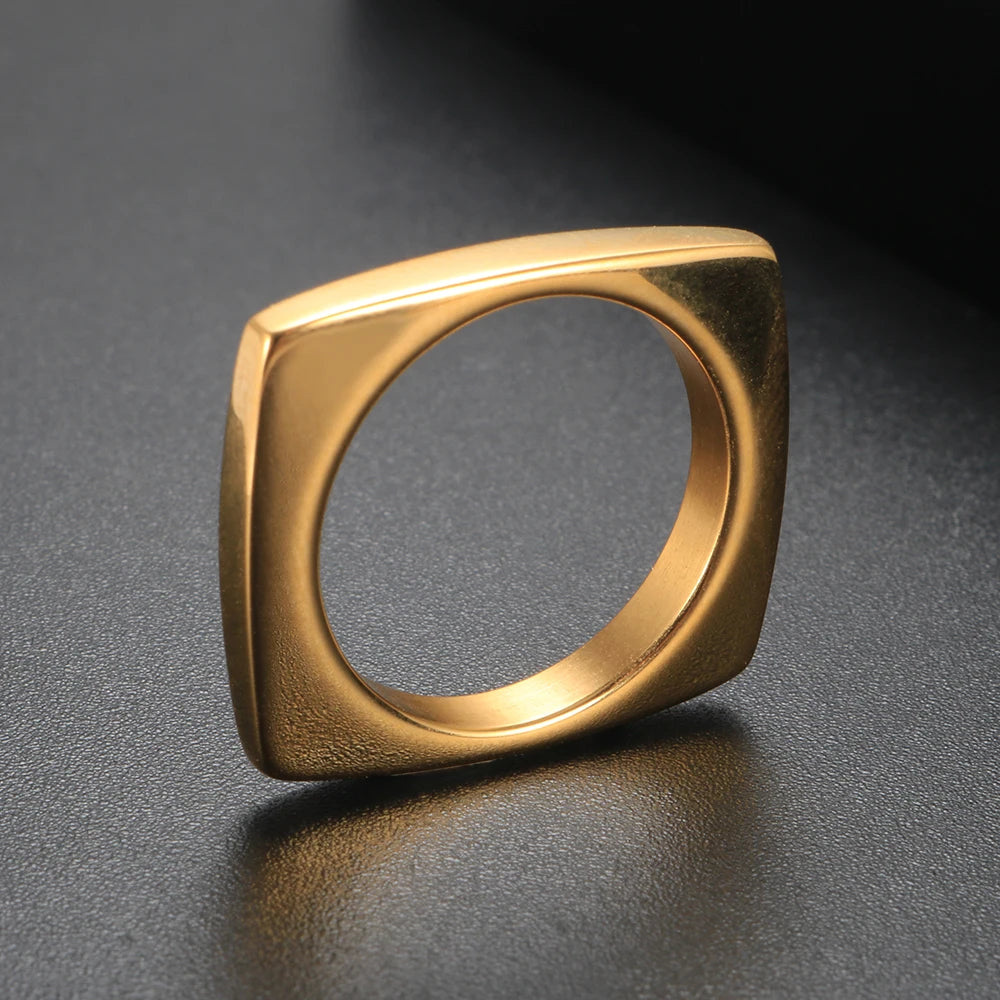 Punk Stainless Steel Ring Vintage Geometric Irregular Square Quadrilateral Fashion Knuckle Rings For Men Women Jewelery