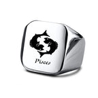 Vnox 18mm Signet Ring For Men Women, The Zodiac 12 Horoscope Constellation Sign Finger Band, Stainless Steel Aries Punk