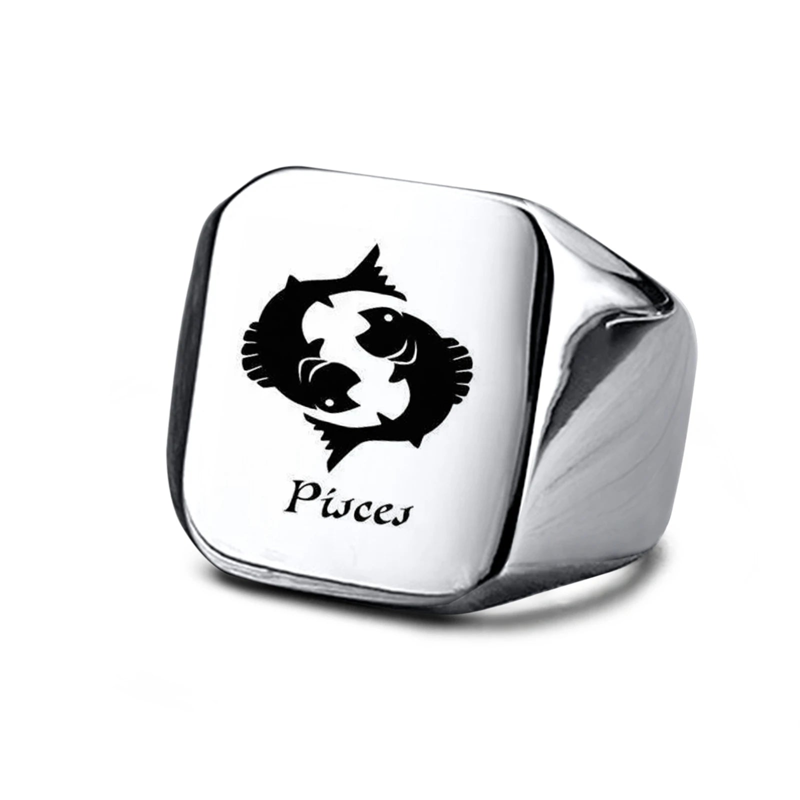 Vnox 18mm Signet Ring For Men Women, The Zodiac 12 Horoscope Constellation Sign Finger Band, Stainless Steel Aries Punk