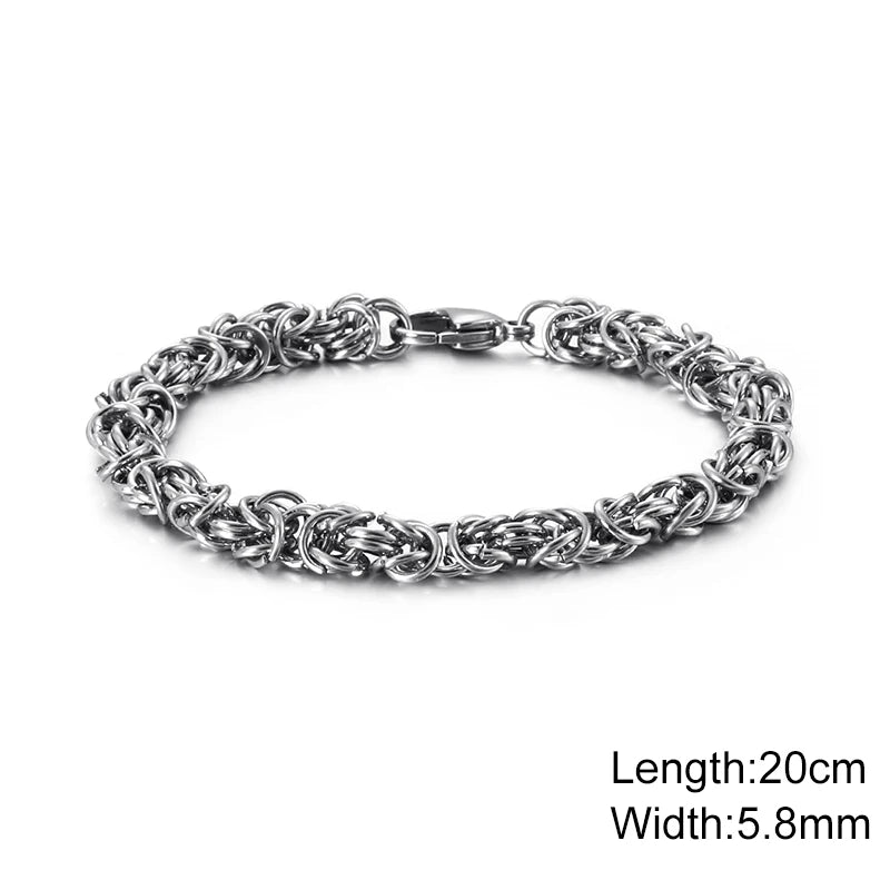 Fongten Stainless Steel Chain Bracelet for Men Handmade Mesh Charm Armband Bracelets Bangle Male Jewelry Christmas Gifts