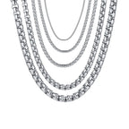 Two-Tone Round Box Chain Necklace — Stainless Steel