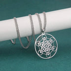 LIKGREAT Angel Seal Archangel Metatron Cube Necklace for Men Women Geometry Stainless Steel Pendants Amulet Spiritual