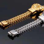 Lion Head Metal Bracelet Man 12MM Wide 316L Stainless Steel Snake Link Chain Men‘s Charm Bracelets On Hand Bands Strap
