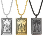 Dawapara Skeleton Tarot Necklace Amulet Marigold Tarot Card Major Arcana Necklaces Halloween Gift Stainless Steel