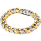 Luxury Gold Color Stainless Steel Bracelet for Man 12MM Wide On Hand Chain Homme Armband Men's Wristband Boyfriend