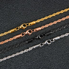 Wholesale Price 3MM Stainless Steel Plated Rose Gold Chain Necklace Fashion Jewelry For Men and Women Black Color Link Necklace