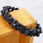 Rock And Roll CZ & 316L Stainless Steel Cast Metal Bicycle Chain Men's Bracelets For Man Boys Biker Jewellery