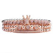 3pcs/Set Luxury Gold Color Beads Royal King Crown Dice Charm CZ Ball Bracelet Mens Fashion Bracelets & Bangles Multi
