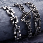 Retro 316L Stainless Steel Cast Metal Bracelet for Men 8MM Pattern Chain Men's Bracelets Male Bikers' Jewelry