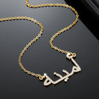 Arabic Name Necklace For Women Custom iced Out Names Necklaces Personalized Gold Stainless Steel Pendant Arabic Jewelry Gifts