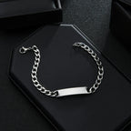 Bluelory Punk Stainless Steel Laser Engraved Name Custom Bracelets For Men Women Anniversary Gift