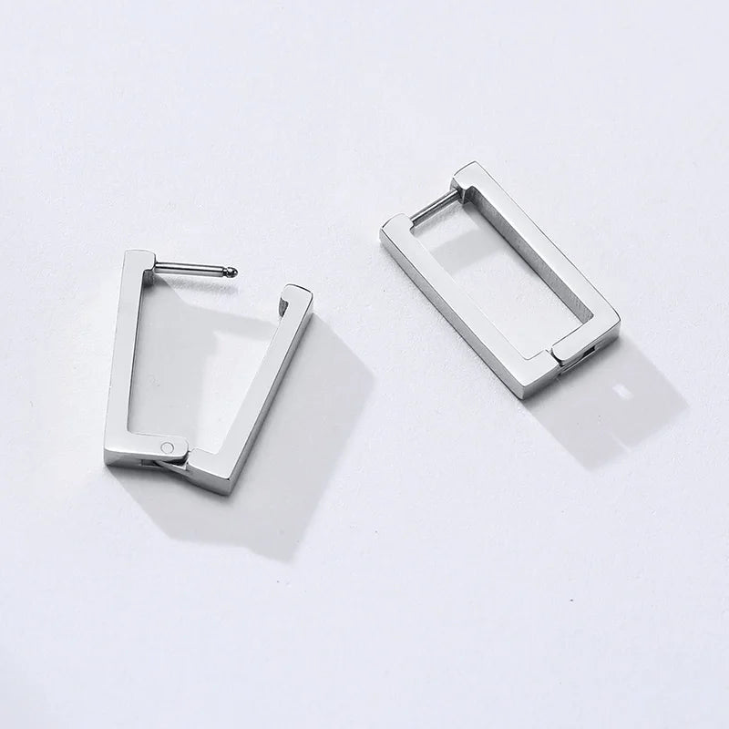 Minimal Rectangular Stud Earrings — Stainless Steel