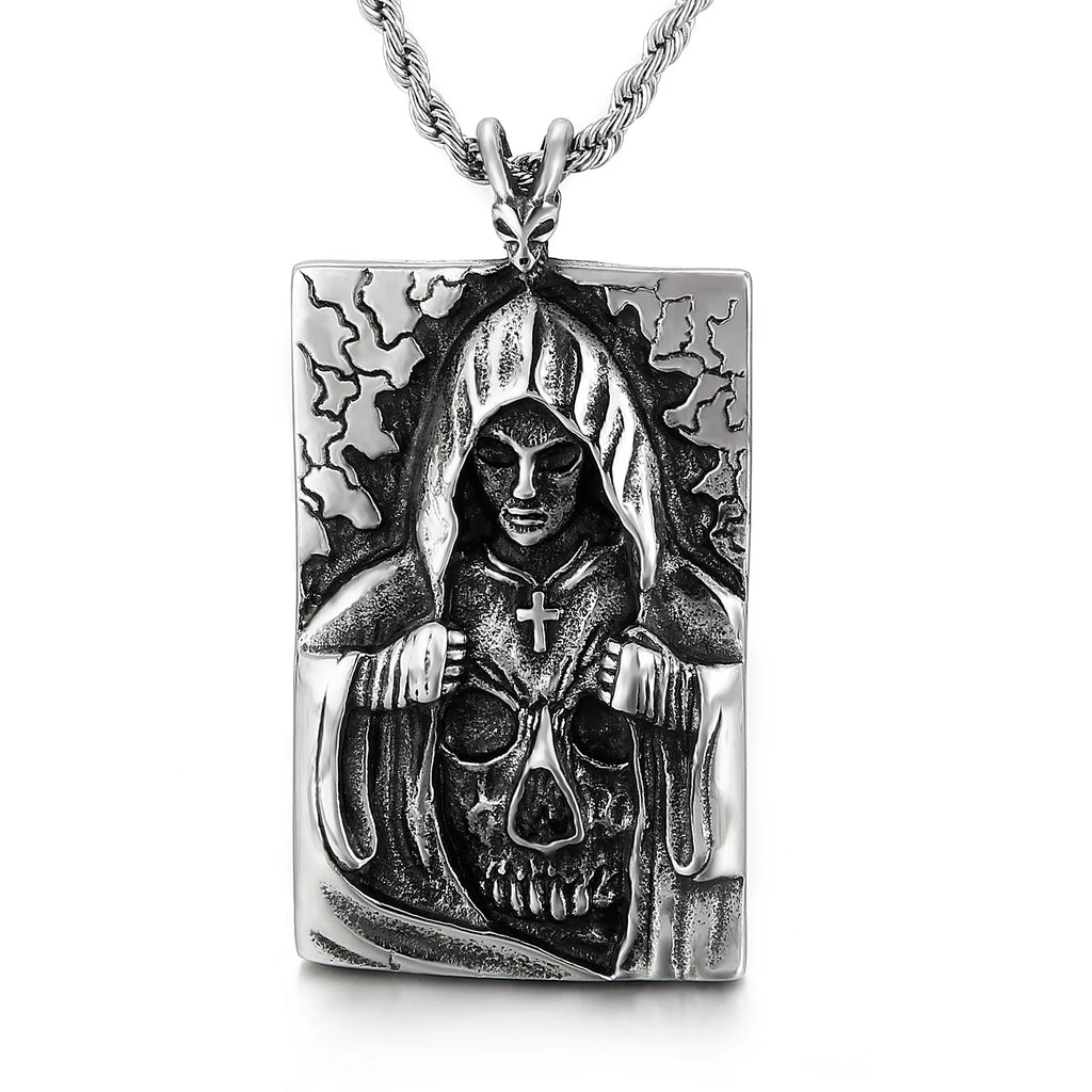 Masked Death Ghost Pendant Necklace — Stainless Steel