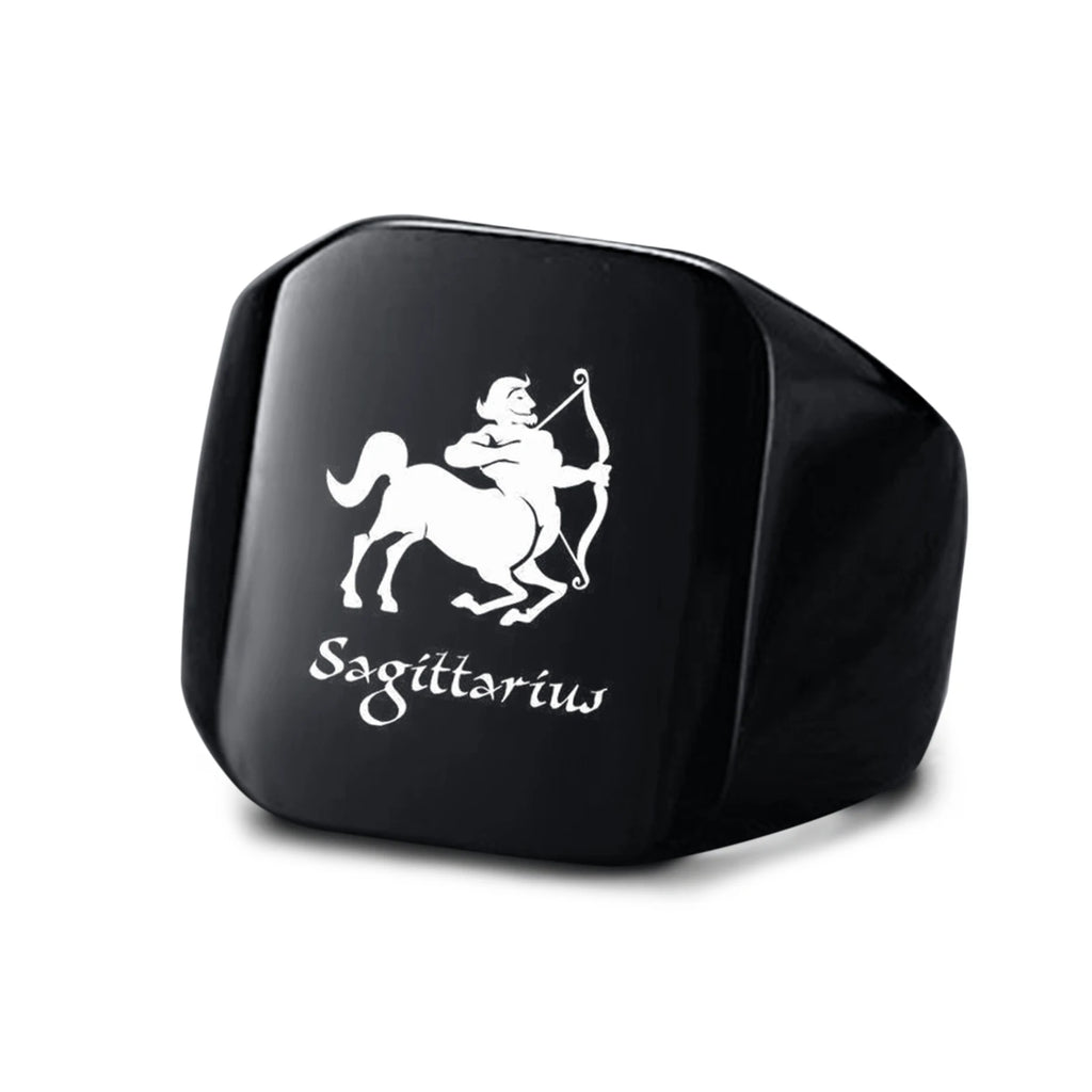 Vnox 18mm Signet Ring For Men Women, The Zodiac 12 Horoscope Constellation Sign Finger Band, Stainless Steel Aries Punk