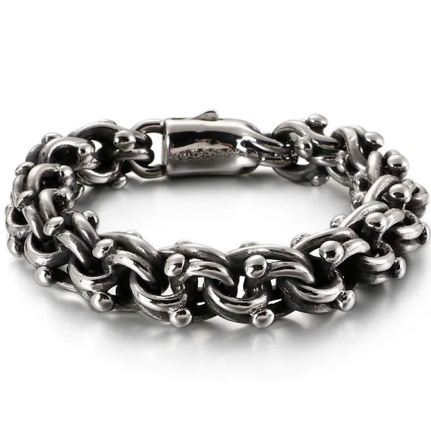 Heavy Stainless Steel Cross Bracelet for Man 23CM Long 13MM Wide Bicycle Chain Men's Bracelets Accessories Vintage