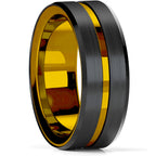 Fashion Black Stainless Steel Rings for Men With Guitar String Inlay Guitarist Ring For Musician Wedding Jewelry Drop