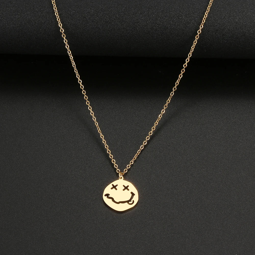 Face Pendant Necklace — Stainless Steel