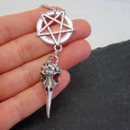 The New Bird Skull Keychain, Gothic Keychain, Pentagram, Crow Skull Keychain, Halloween Gift