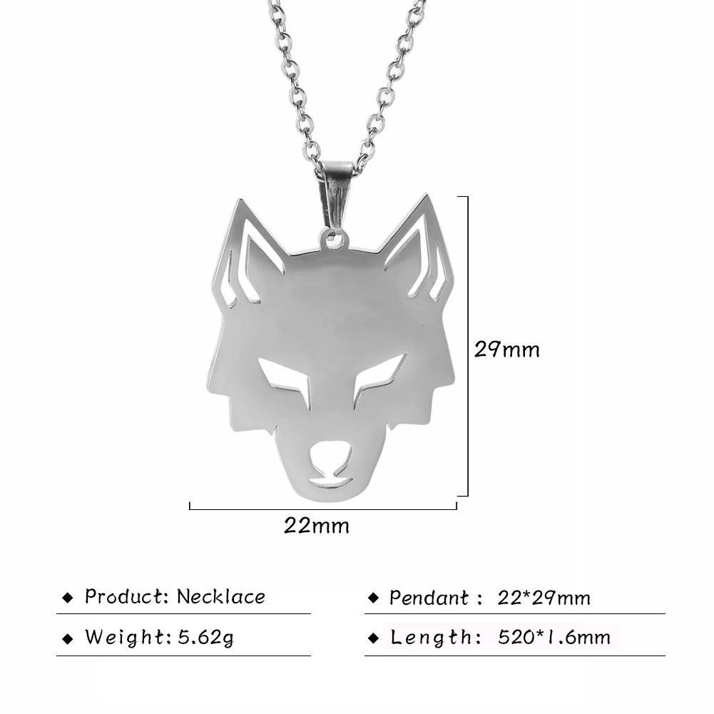 My shape Wolf Necklace for Men Women Stainless Steel Necklaces Men's chain Fashion Animal Male Necklace Punk Jewelry