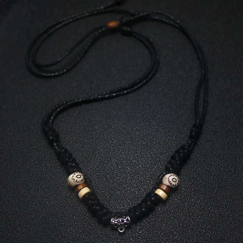 Wolf Tooth Necklace Man Fashion Ornaments Black rope Rock Pendant Ethnic Style Retro