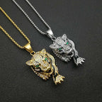 Tiger Crystal Pendant Necklace — Stainless Steel