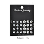 New 12 Pair/Pack White Shiny Wedding Stud Earrings Set For Women Men Crystal Jewelry Accessories Oorbellen Jewelry