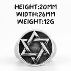 Judaism Hexagram Star of David Stainless Steel Mens Rings Religion for Male Boyfriend Biker Jewelry Creativity Gift