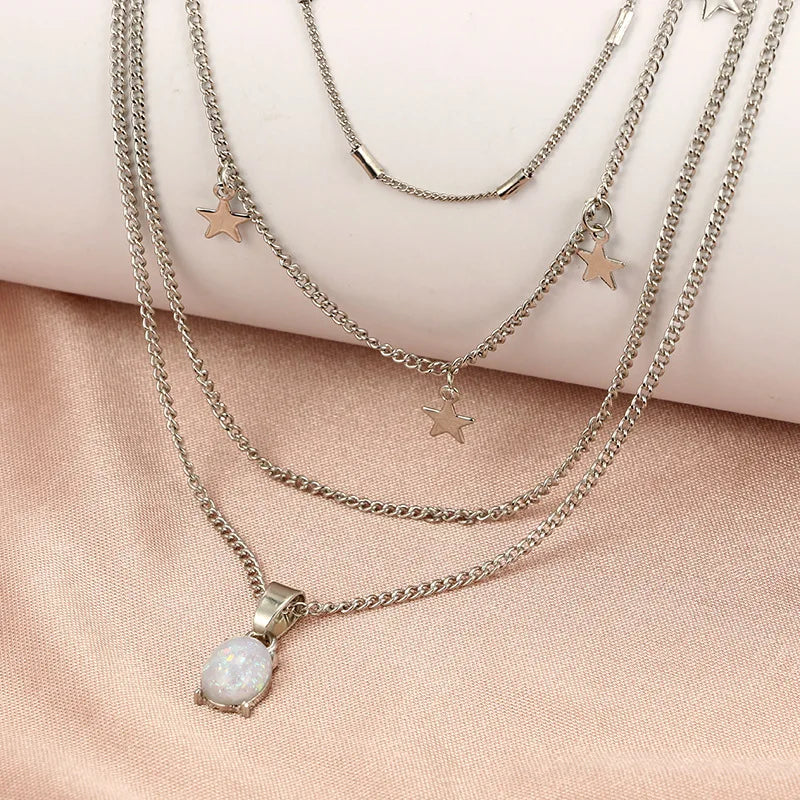 Bohemian Pentagram Crystal Necklace — Layered