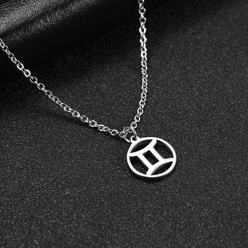 Cazador Zodiac Pendant Necklace for Women 12 Constellation Aries Pisces Gemini Chocher Stainless Steel Jewelry Gold Color Gifts