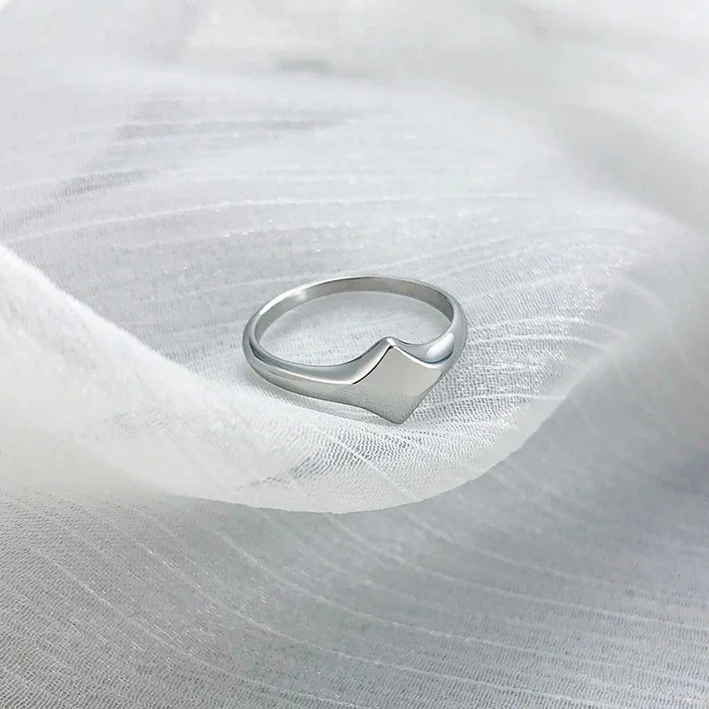 Lotus Signet Pinky Ring — Stainless Steel
