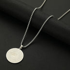 Handmade Islamic Mashallah Men Necklace Stainless Steel Jewelry Medallion Ottoman Calligraphy Surah Al Qalam Vintage Necklace