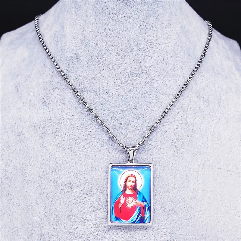 Sacred Heart Jesus Pendant — Silver