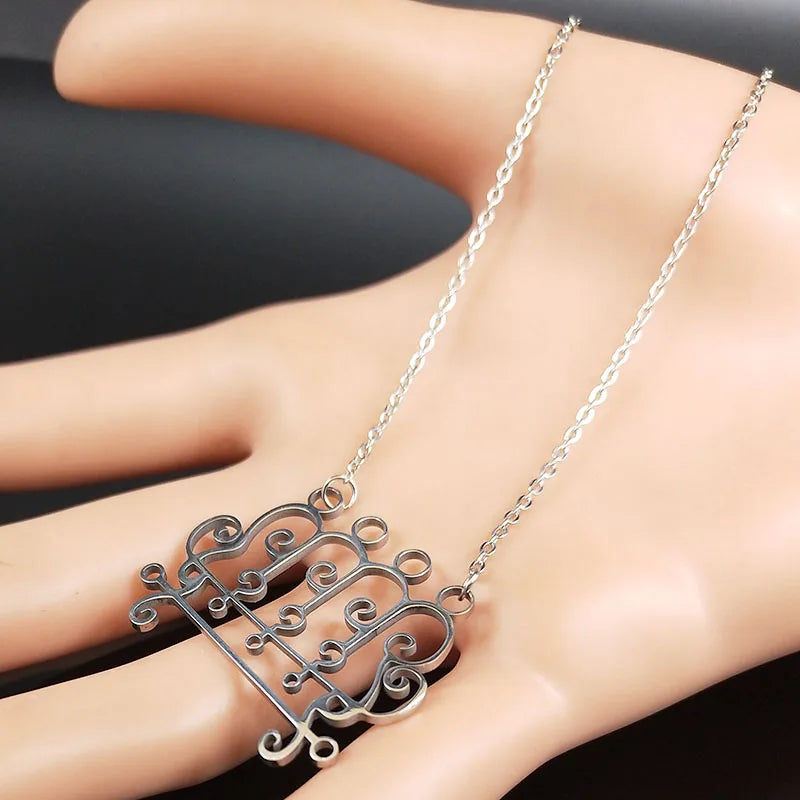Paimon Sigil Silver Pendant Necklace — Stainless Steel