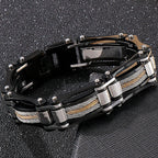 15MM Twist Chain Bracelet Man 18K Gold Color Men's Bracelets On Hand Heavy Stainless Steel Mannen Armband Jewellery