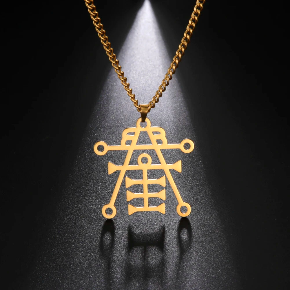 My Shape Sigil of Anubis Ipos Stainless Steel Men Necklace Egyptian God of Decay Embalming Funerals Ankh Gothic Egypt