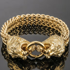 Cool Lion Head Bracelet Men Figaro Link Chain Mens Cuff Bracelets Heavy Solid Stainless Steel Male Jewelry Bangles