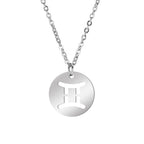 Lemegeton Zodiac Women's Necklace 12 Constellations Stainless Steel Pendant Choke Astrology Aries Leo Ring Jewelry Birthday Gift