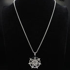 Seven-Pointed Star Heptagram Pendant Necklace — Steel