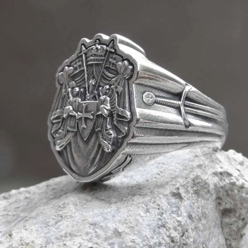 Knights Templar Red Cross Punk Ring — Stainless Steel