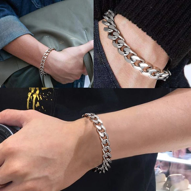 Vnox 18-70cm Curb Chain Necklaces 3-11mm Men's Miami Cuban Link Classic Punk Heavy Metal Stainless Steel Long Women