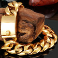 Polished Gold Color Bracelet For Man In Stainless Steel Mannen Armband Boys Hand Bracelets Massive Men's Jewelry