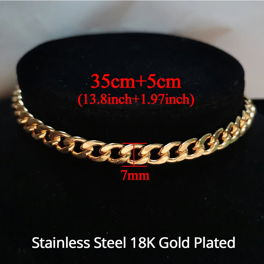 Punk Cuban Link Choker Necklace Collar Statement Chunky Stainless Steel Gold Color Thick Chain Necklace For Men Women Jewelry