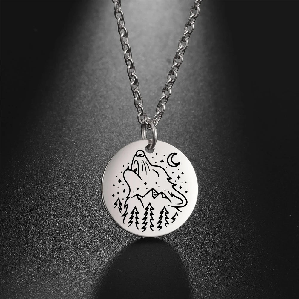 Wolf Moon Pendant Necklace — Silver