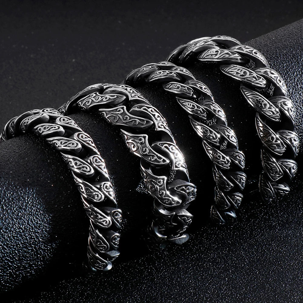 Vintage Heavy Stainless Steel Bracelet For Man Men's Link Chain Bracelets Metal Bangles Armband Hand Jewelry Gifts For