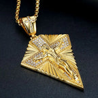 Men's Necklace Big Jesus Cross Pendant & Chain Mens Gold Color Stainless Steel Crucifix Necklaces Man Iced Out Bling