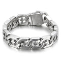 Fongten 21cm Cross Bracelets For Men Stainless Steel Cuban Link Chain Wristband Bangle Bracelets Silver Color Male
