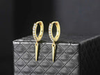 Iced Out Spike Dangle Earrings Stainless Steel