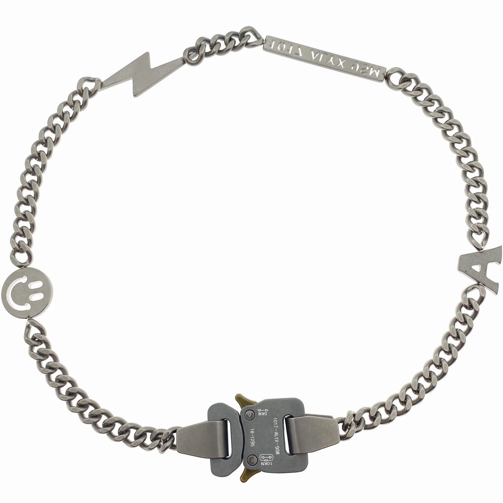 HANGZHI 2021 NEW Hip Hop Punk Titanium Steel Street Men and Women Letters Metal Safety Buckle Necklace Fashion Jewelry
